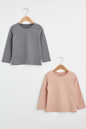 LCW Kids Pembe Kız Çocuk Pamuklu Basic Tişört 2'li