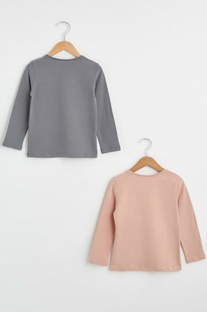 LCW Kids Pembe Kız Çocuk Pamuklu Basic Tişört 2'li