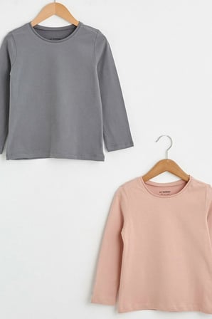 LCW Kids Pembe Kız Çocuk Pamuklu Basic Tişört 2'li