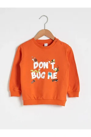 LCW baby Turuncu Erkek Bebek Baskılı Sweatshirt