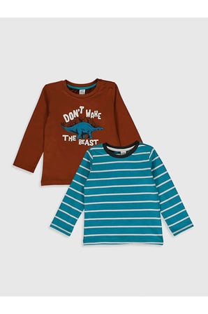 LCW baby Kahverengi Erkek Bebek Tişört 2'li