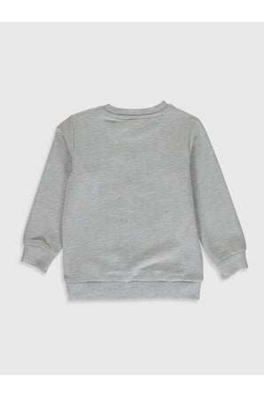 CW baby Beyaz Bisiklet Yaka Uzun Kollu Baskılı Erkek Bebek Sweatshirt