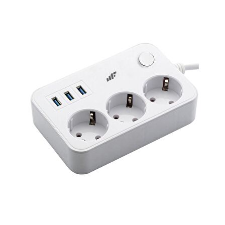 MF Product Jettpower 0370 Koruma Anahtarlı 3 USB'li 2 Mt Uzatma Kablosu  - Avantajlı 2'li Paket