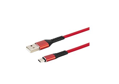 MF Product 0008 2.4A Type-C Hızlı Şarj Kablosu 1 m Kırmızı