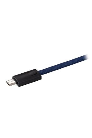 MF Product Jettpower 0047 Metal Başlıklı Örgülü 3A Micro Usb Hızlı Şarj Kablosu 20 cm Mavi