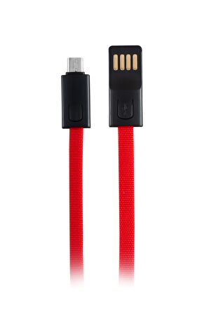 MF Product Jettpower 0047 Metal Başlıklı Örgülü 3A Micro Usb Hızlı Şarj Kablosu 20 cm Kırmızı