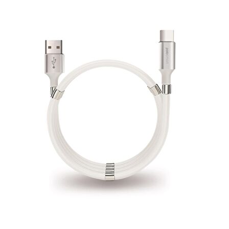 Polosmart PSM67 Type C Mıknatıslı Sarmal Şarj ve Data Kablosu 1 Metre Beyaz
