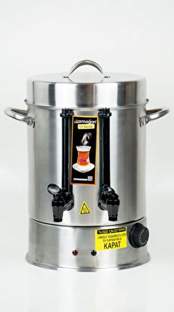 Armağan 120 Bardak 2000W Çelik Çaycı Termostatlı Semaver Siyah Plastik