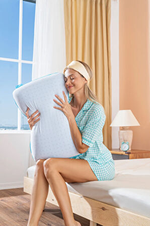 Softlife Color Terapi Hava Kanallı Mavi Ortopedik Visco Yastık 60x40x15 cm