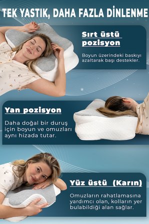 NOVA Visco Yastık Ortopedik Boyun Destekli Memory Foam Ergonomik Yastık Gri Viskon Kılıf 62x42