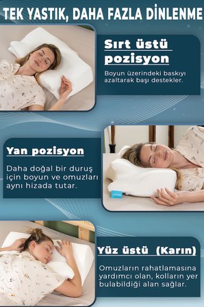 NOX Boyun Destekli Ortopedik Visco Yastık Beyaz- Rahat Uyku ve Güzellik Yastığı 64x38x12,5 cm
