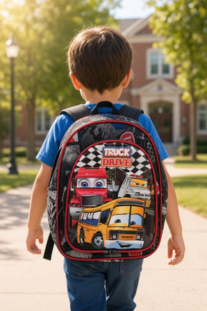 Truck Drive Anaokulu Sırt Çantası Kamyon Otobüs Tır Temalı 32x26x10 cm Çocuk Kreş Çantası