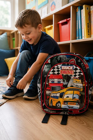 Truck Drive Anaokulu Sırt Çantası Kamyon Otobüs Tır Temalı 32x26x10 cm Çocuk Kreş Çantası