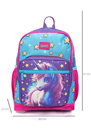 Wia Kız Çocuk Unicorn Desenli 3'lü Okul Çanta Seti
