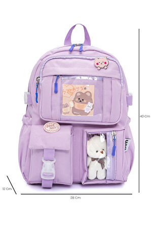 Wia Kawaii Kore Tarzı Ayıcıklı İlkokul ve Beslenme Çantası
