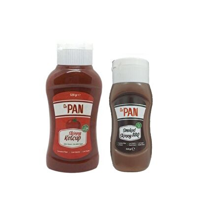 Dr Pan 2'li Şekersiz Set Ketçap 520g - Barbekü Sos 260g Şekeriz Düşük Kalorili