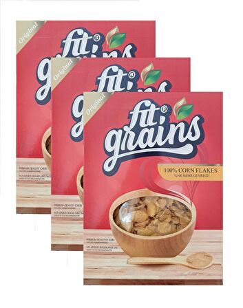 Fit Grains Şekersiz Corn Flakes Mısır Gevreği 300 g 3 Adet