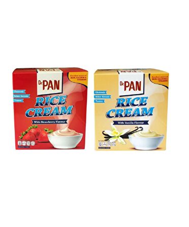 Dr.Pan 2'li Pirinç Kreması 400g 2 Adet Rice Cream - Çilek ve Vanilya Aromalı