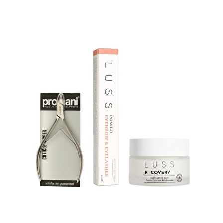 LUSS R.covery+Restoratıve Balm El Tırnak Cilt Güçlendirici ve Power Eyebrow&Eyelashes Besleyici Serum + Promani Et Pensi