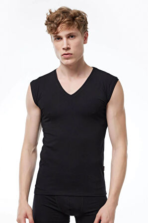 Malabadi 064  2'Li Paket Erkek V Yaka İz Yapmayan Modal Kolsuz Lycralı Atlet