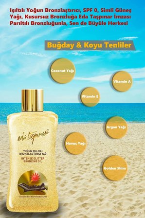 Eda Taşpınar Yoğun Bronzlaştırıcı Işıltılı Simli Yağ - 200 ML