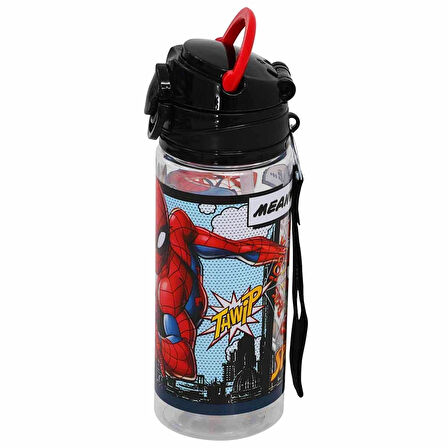 Spiderman Lisanslı Pipetli Plastik Matara 500 ml Siyah (OTTO-42526)