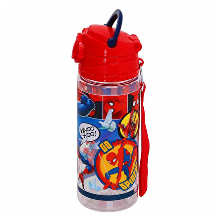 Spiderman Lisanslı Pipetli Plastik Matara 500 ml Kırmızı (OTTO-42529)