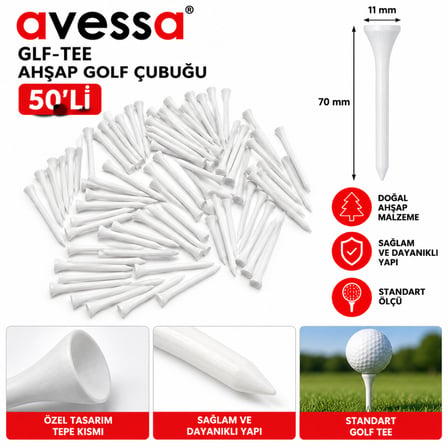 Avessa Golf-Tee Golf Çubuğu 50li