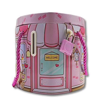 Linea Kilitli Metal Kalp Şekilli Kumbara (0356) Pembe