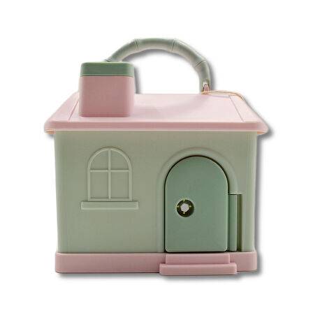 Linea Kilitli Plastik Ev Şekilli Kumbara (3438) Pembe-Yeşil