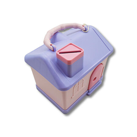 Linea Kilitli Plastik Ev Şekilli Kumbara (3438) Lila-Pembe