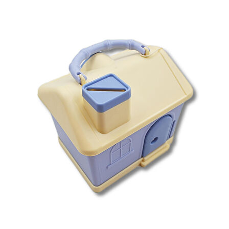 Linea Kilitli Plastik Ev Şekilli Kumbara (3438) Sarı-Lila