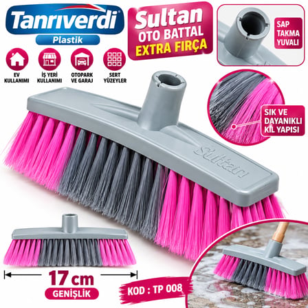 17 Cm Oto Battal Extra Fırça Araba Yıkama Temizlik Süpürgesi Ve Süngerli Set