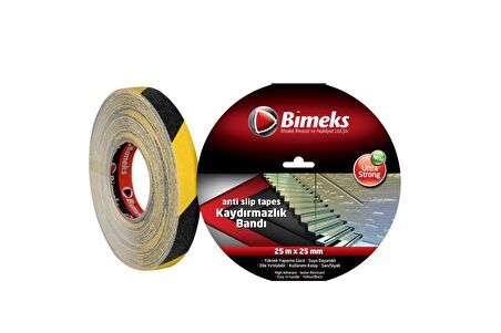 Bimeks Sarı Siyah Kaydırmazlık Bandı 25mmx25m