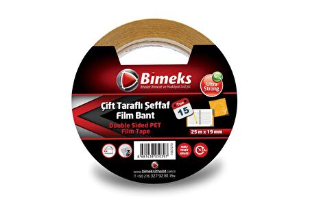 Bimeks Çift Taraflı Bant Pet Film Şeffaf 19mmx25m