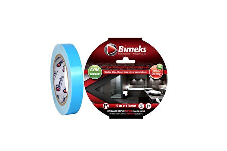 Bimeks Çift Taraflı Extra Güçlü Köpük Ayna Montaj Bandı 5mx19mm