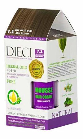 Dıecı Herbal Oıls Amonyaksız Kit Saç Boyası 7.1 Açık Küllü Sarı