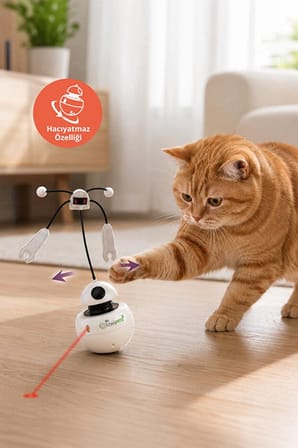 Tiny Kiwipets KPT-10640 3’ü 1 Arada Kedi Robot Aktivite Oyuncağı | Hareketli Top | Lazer | Otomatik Kapanma