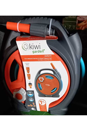 Kiwi Garden Mini Hortum Makarası Seti ve Sprey Sulama Başlığı (10 m)