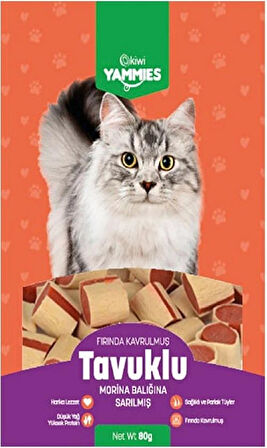 Kiwi Yammies Tavuklu Morina Balığına Sarılmış Kedi Ödül Maması *10 Paket