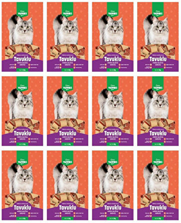 Kiwi Yammies Tavuklu Morina Balığına Sarılmış Kedi Ödül Maması*12 Paket