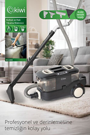 Kiwi Kcc-4325W Siyah Pencere Temizleme Aparatlı Koltuk Halı Yıkama ve Leke Çıkarma Makinesi