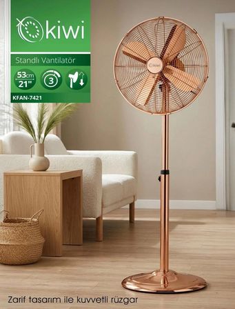 Kiwi KFAN-7421 60 W Salınım Fonksiyonlu Metal Kanatlı Ayaklı Vantilatör 53 cm Yüksek Performans