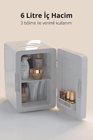 Krf-2505 Led Işıklı Taşınabilir Soğuk - Sıcak Ayarlı Kozmetik Mini Buzdolabı