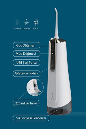 Kiwi KTB-6051 Portatif Taşınılabilir Şarjlı Ağız Bakım 