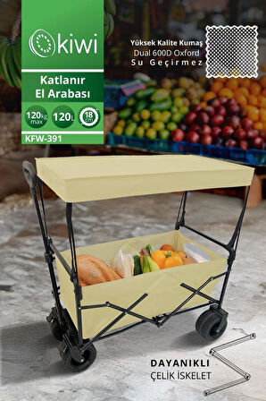 Kiwi KFW-391 Katlanabilir Su Geçirmez Market Arabası Bej