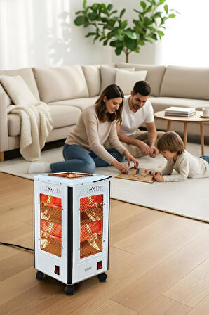 Kiwi KHT-8407 Quartz Isıtıcı 5 Yönlü Isıtma & Enerji Tasarruflu Kuvars Tüp & Taşınabilir Tasarım