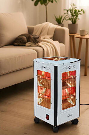 Kiwi KHT-8407 Quartz Isıtıcı 5 Yönlü Isıtma & Enerji Tasarruflu Kuvars Tüp & Taşınabilir Tasarım