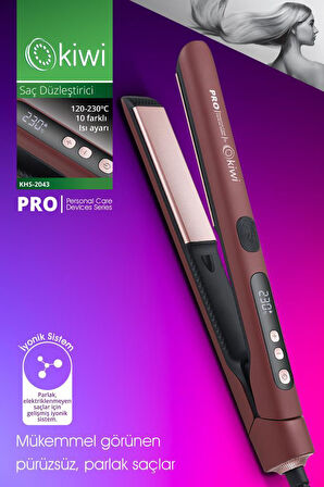 Kiwi KHS-2043 Saç Düzleştirici | İyonik, Seramik Plaka, 10 Kademe Sıcaklık
