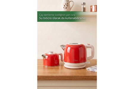 Kiwi KTM-2921 Paslanmaz Çelik Çay Makinesi | 1800W & 2.2 L Su Isıtıcı & 1.2 L Demlik & 90°c Sıcak Tu